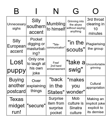 Sinatra bingo Card