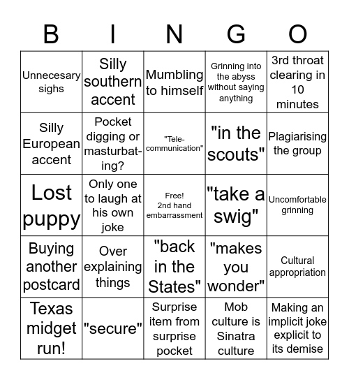 Sinatra bingo Card