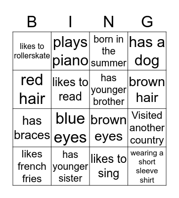 Making Friends Bingo Card