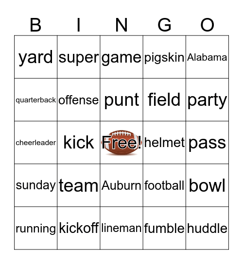 Touchdown! Bingo Card