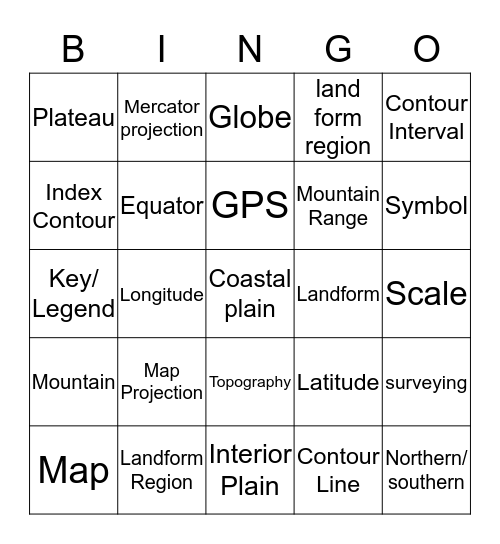 Maps and Computers Bingo Card