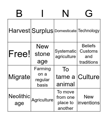 New stone age  Bingo Card