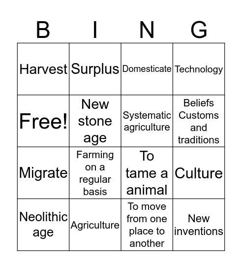 New stone age  Bingo Card