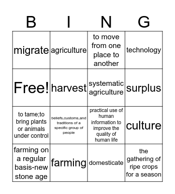 neolithic age Bingo Card