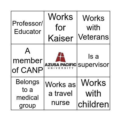 MSN Alumni Mixer Bingo Card