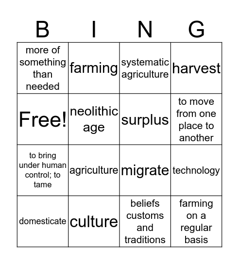 Bombay neolithic age Bingo Card