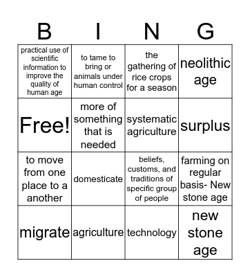 NEOLITHICC BINGO Card