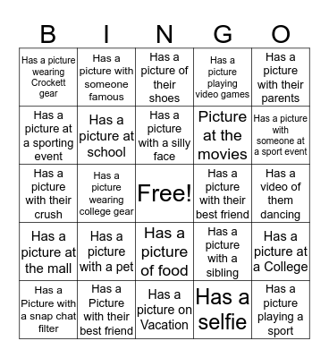 Cell Phone Bingo Card