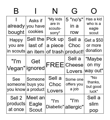 Store Front Bingo Card