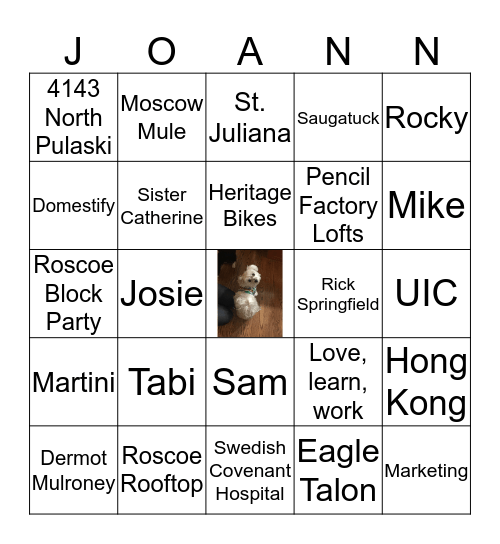 Joann's 50th Birthday Weekend Bingo Card