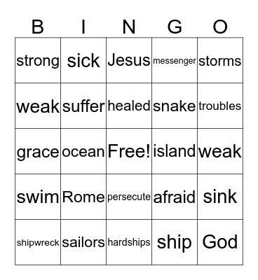 Paul and the Shipwreck Bingo Card