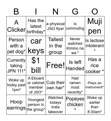 Ice Breaker Bingo Card