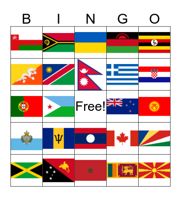 Flag Bingo Card