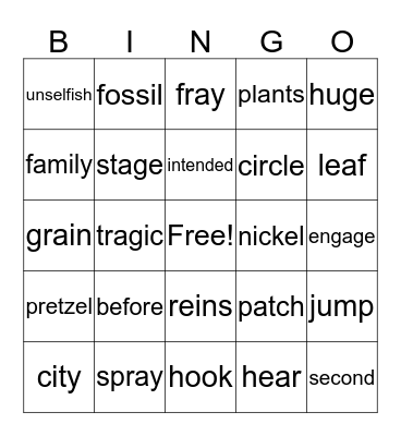 3rd Grade Bingo Card