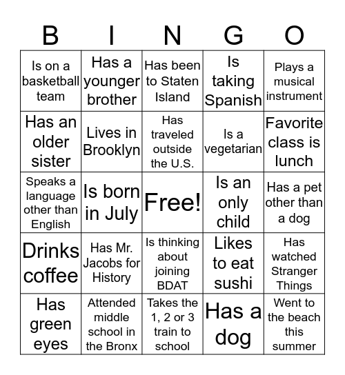 ADVISORY BINGO Card