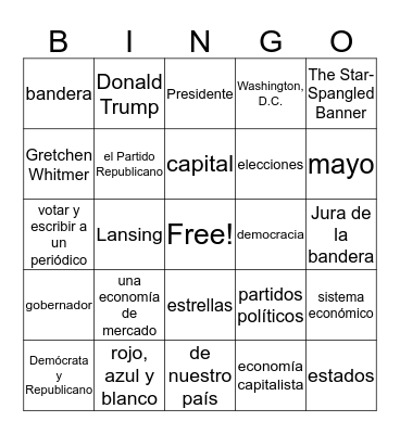 Lección 1 Bingo Card