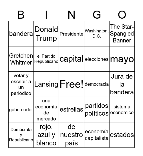 Lección 1 Bingo Card