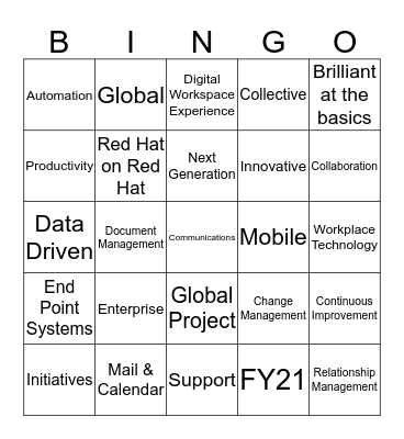 GSD Mid-Year All Hands Bingo Card