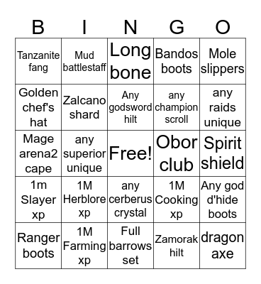 Cozy Bingo Card