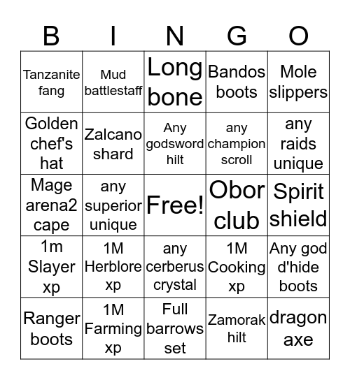 Cozy Bingo Card