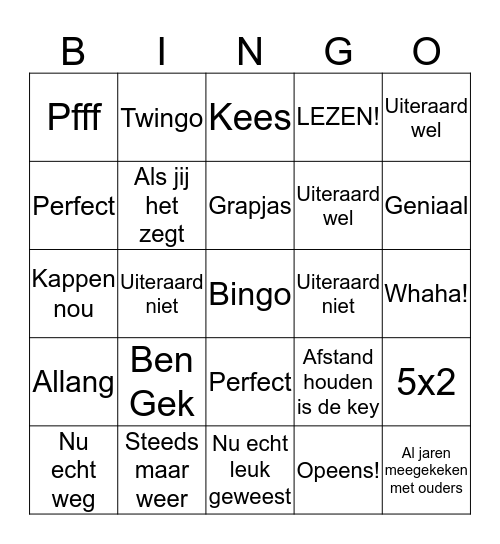 Seger's Fameuze Uitspraken Bingo Card