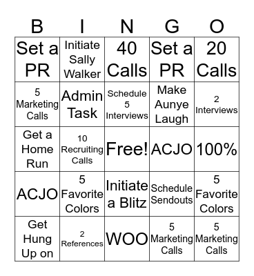 OPTI BINGO Card