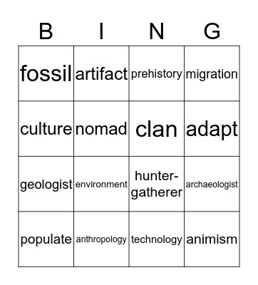 Stone Age Bingo Card