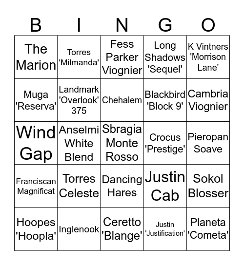 Rid List Bingo Card