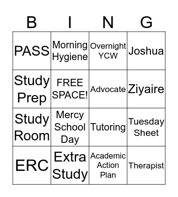 Back to School Bingo Card