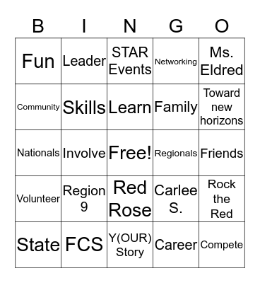 FCCLA Bingo Card