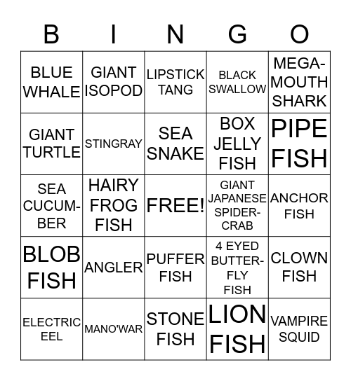 GOIN' FISHIN' BINGO Card