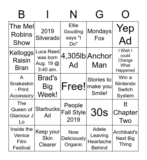 Magazine Hunt Bingo Card