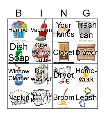 Chore Bingo Card