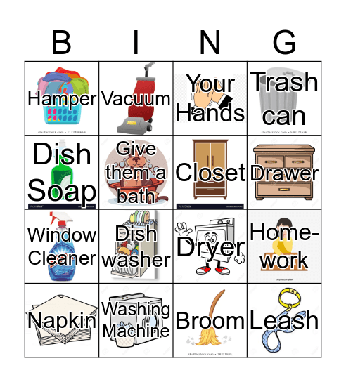 Chore Bingo Card