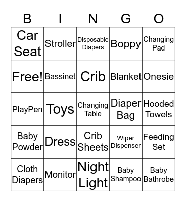 Baby McHugh Bingo Card
