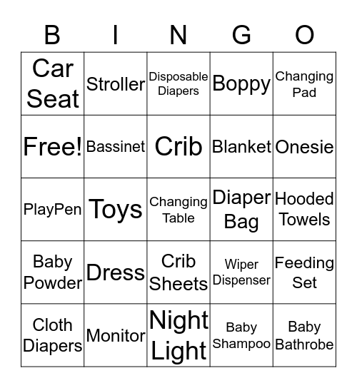 Baby McHugh Bingo Card