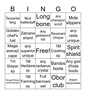 Cozy Bingo Card