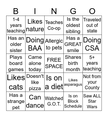 I Found Some Friends BINGO Card