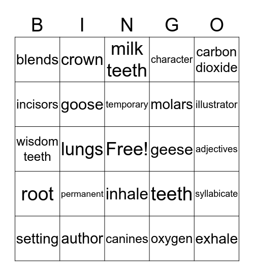 CONTEXT CLUES BINGO Card