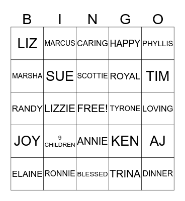 GANT FAMILY Bingo Card