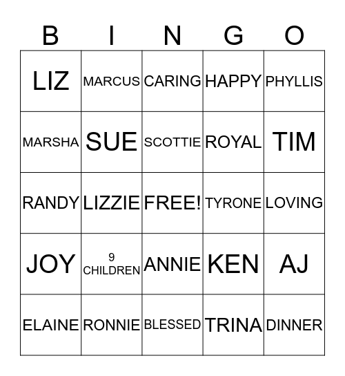 GANT FAMILY Bingo Card