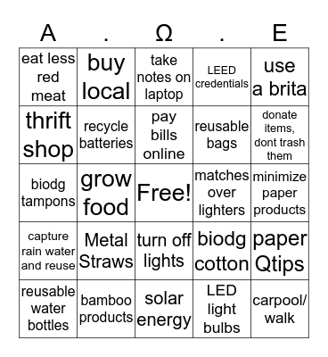 Earth Bingo Card