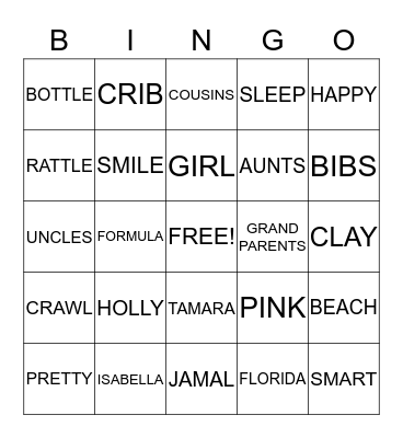 TWINKLE TWINKLE Bingo Card