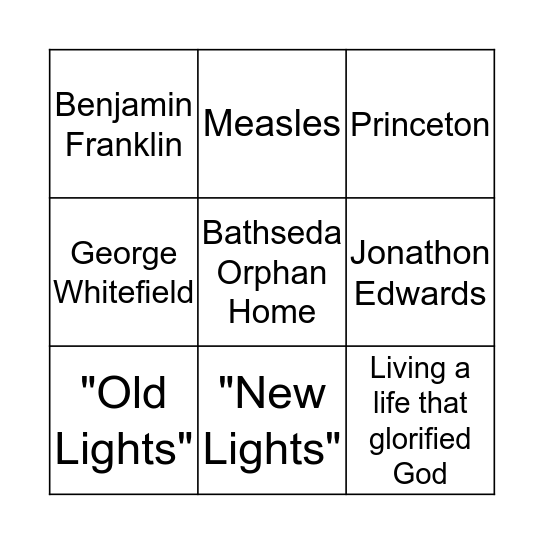 The Great Awakening Bingo Card