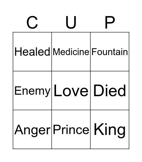 The Prince's Poison Cup Bingo Card