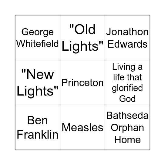 The Great Awakening Bingo Card