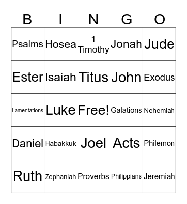 Bible Bingo Card