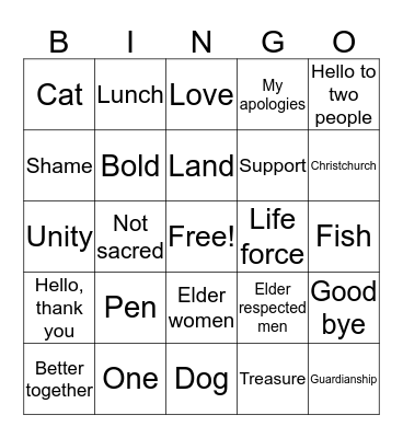 Te Wiki o Te Reo Māori Bingo Card