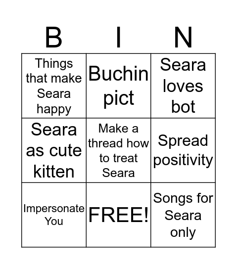 BINGO ME Bingo Card