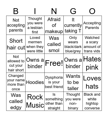 Transmasc Things Bingo Card